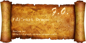 Fürszt Ormos névjegykártya